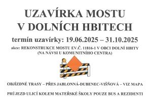 uzaírka mostu v Dolních Hbitech